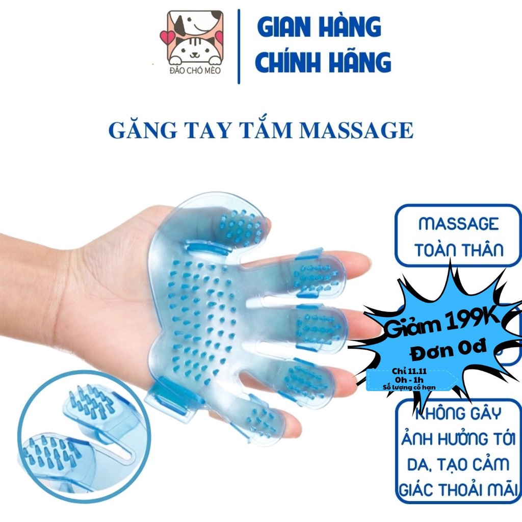 Găng Tay Tắm Cho Chó Mèo Chải Lông Rụng - Đảo Chó Mèo