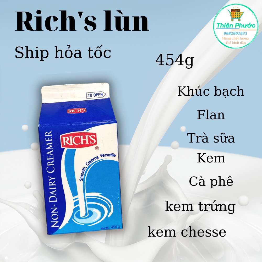 Kem béo thực vật Rich - kem tươi - rich lùn 454g