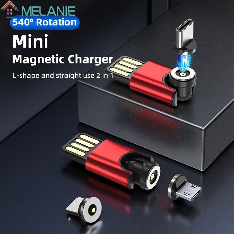 Bộ Chuyển Đổi USB Hai Mặt Bằng Kim Loại 5V / 2A Tương Thích Với Apple iphone Và Type-C Và Android Sạc 540° Bộ Sạc Điện Thoại 2 Trong 1 Hình Chữ L Và Thẳng Xoay Được Tiện Dụng