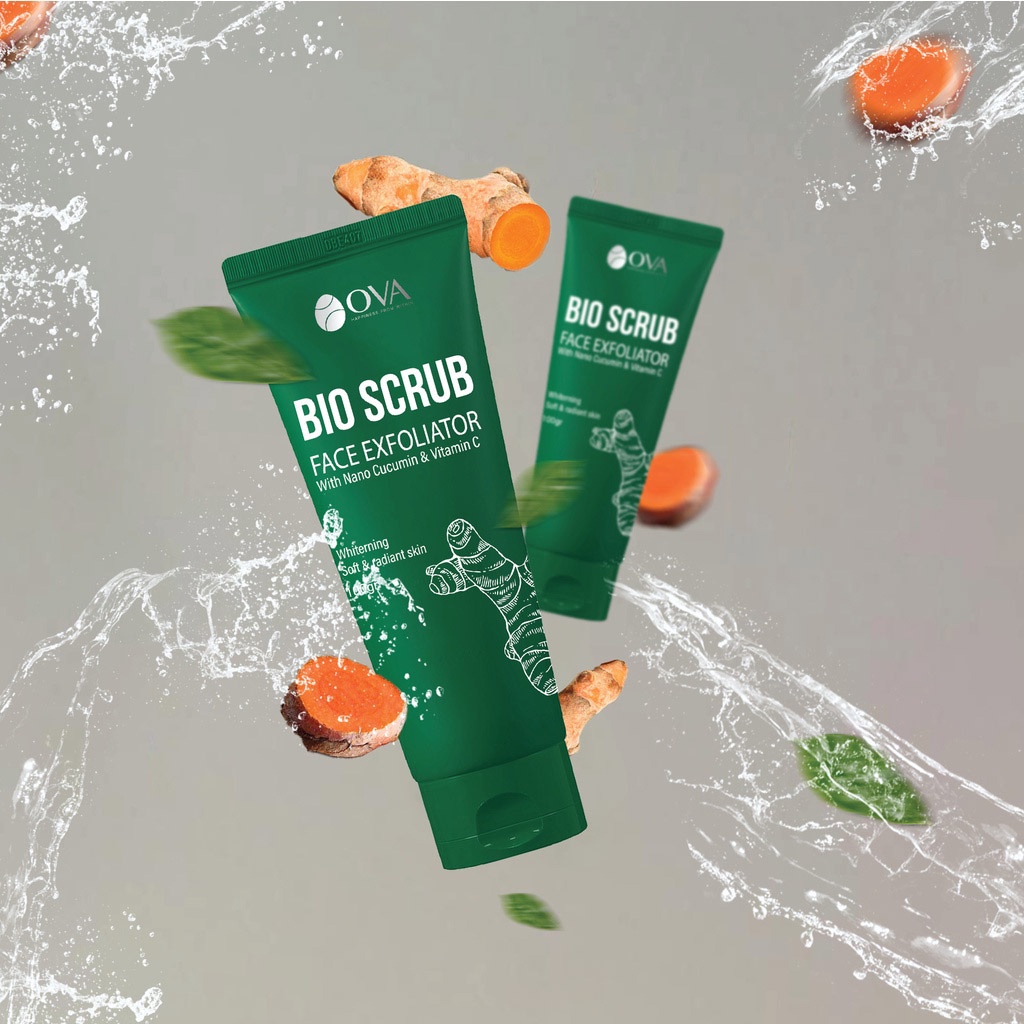 Gel tẩy da chết OVA Bio Scrub, giảm mụn, làm đẹp da, chiết xuất nghệ hộp 100gr TM-OV-BIO