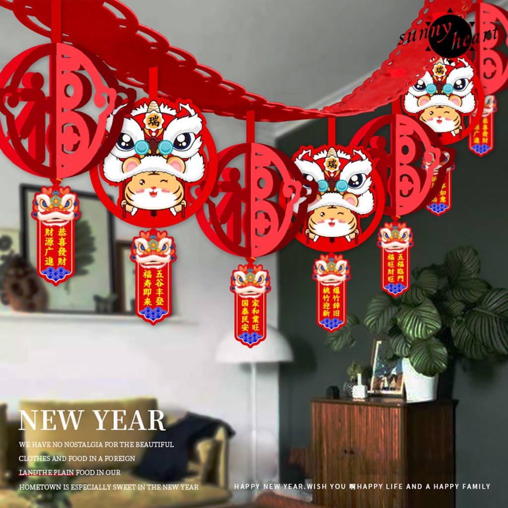 Sy.q 1 Set Dây Cờ Treo Trang Trí Năm Mới Bằng Vải Nỉ