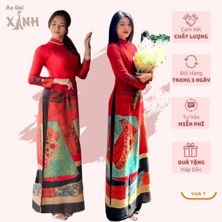 Áo Dài Lụa Vân Gỗ Thiết kế by  Lamia họa tiết sắc nét sang trọng và lịch sự phù hợp với mọi sự kiện