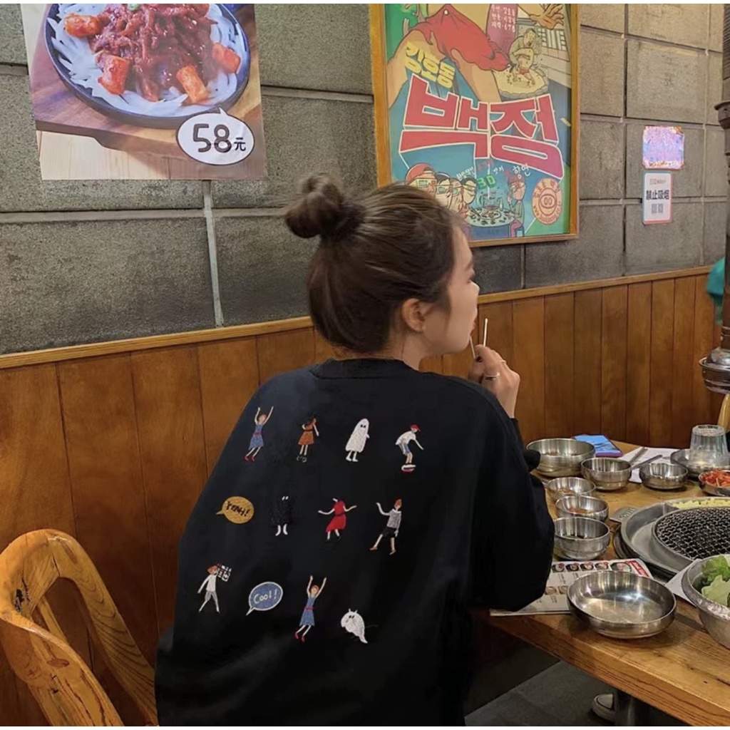 Áo Sweater Aden nỉ da cá [FREESHIP] Áo nỉ da cá cổ tròn in hoạt hình cực xinh năng động thể thao dài tay mặc đi chơi học