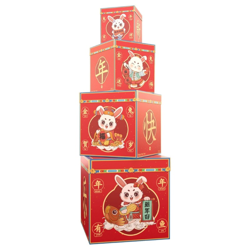 Set 4 Hộp Quà Tặng Nhân Dịp Năm Mới Phong Cách Trung Hoa