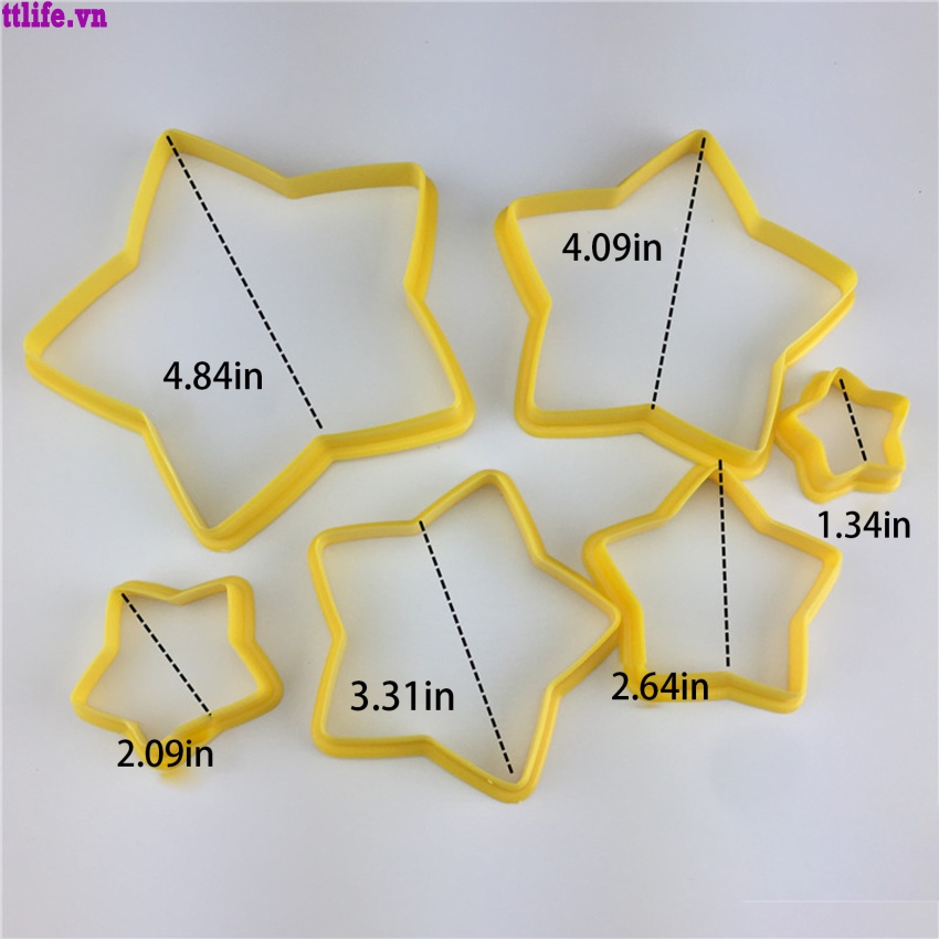 Set 6 Khuôn Cắt Bánh Quy Tạo Hình Cây Thông / Ngôi Sao / 3D Trang Trí Bánh Kem