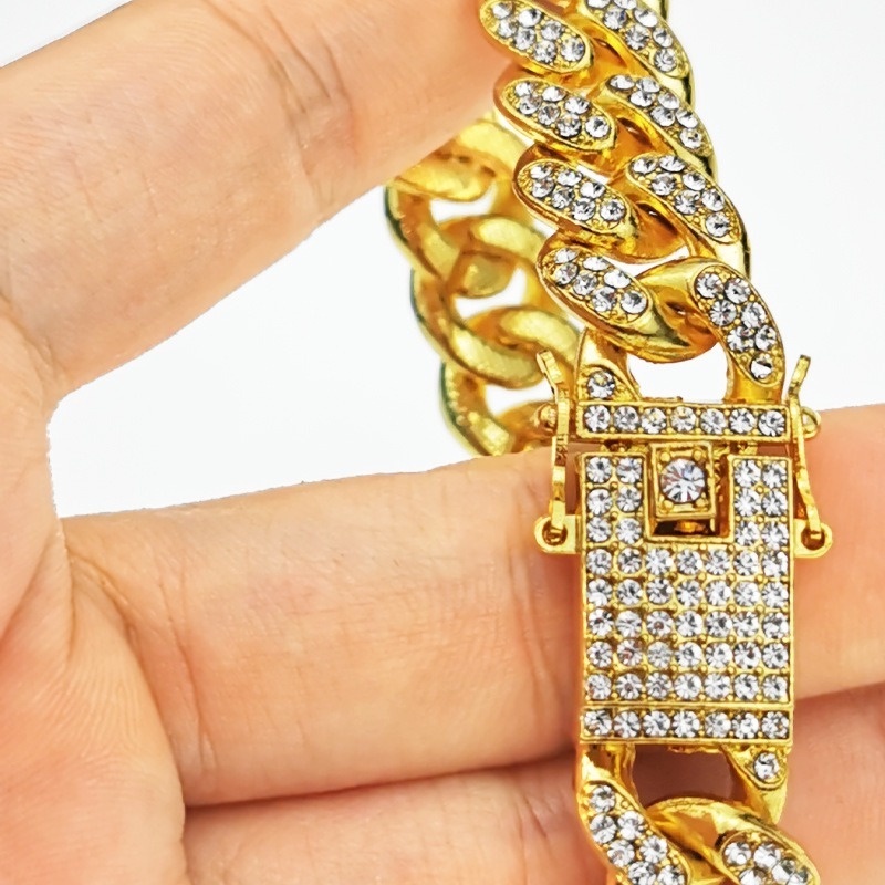 Bộ Đồng Hồ Đeo Tay Dây Xích Cuban Màu Vàng / Bạc Phong Cách Hip Hop Thời Trang 2023 Cho Nam Và Nữ