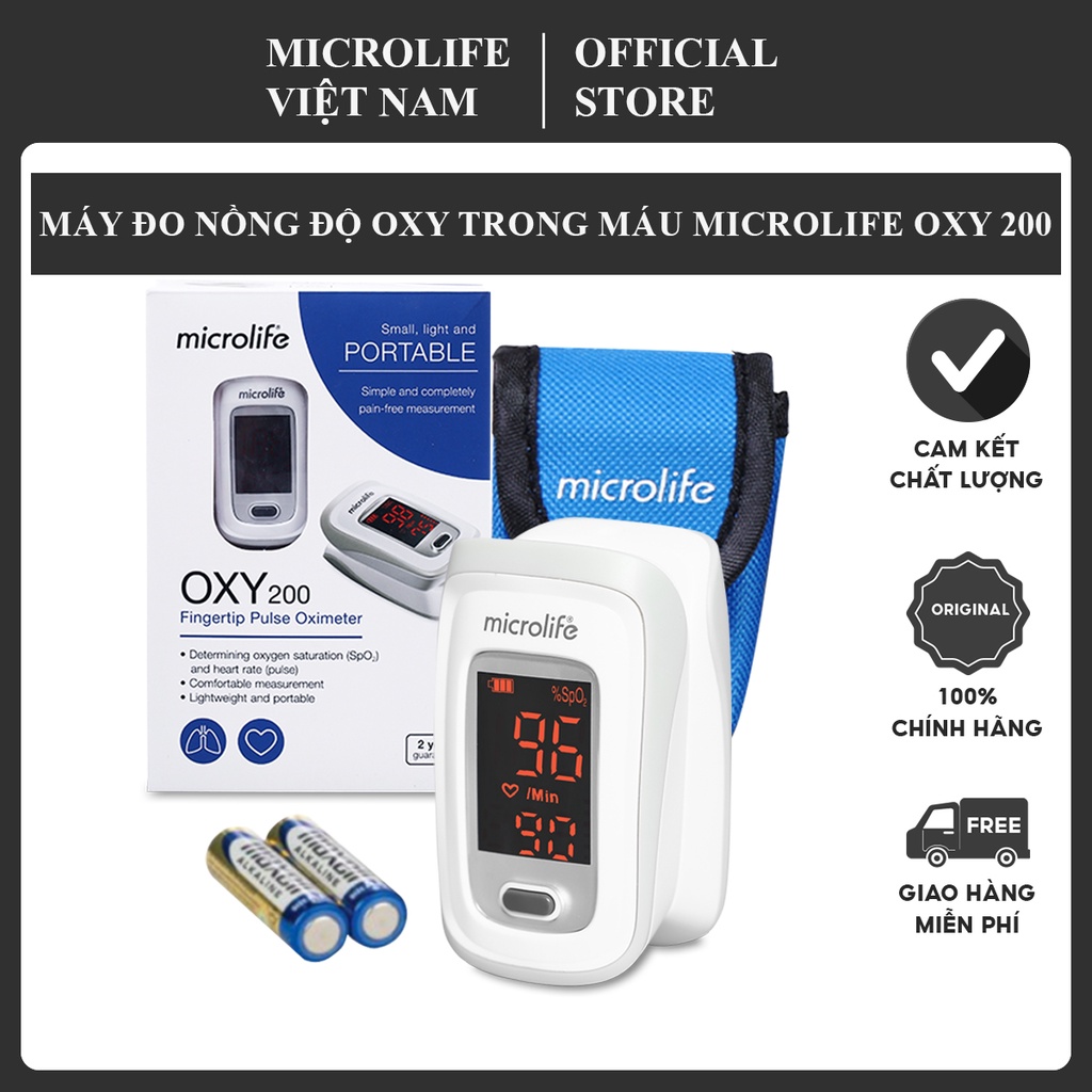 Máy đo nồng độ oxi trong máu microlife oxy200 | Thương Hiệu Thụy Sỹ Bảo Hành 24 Tháng