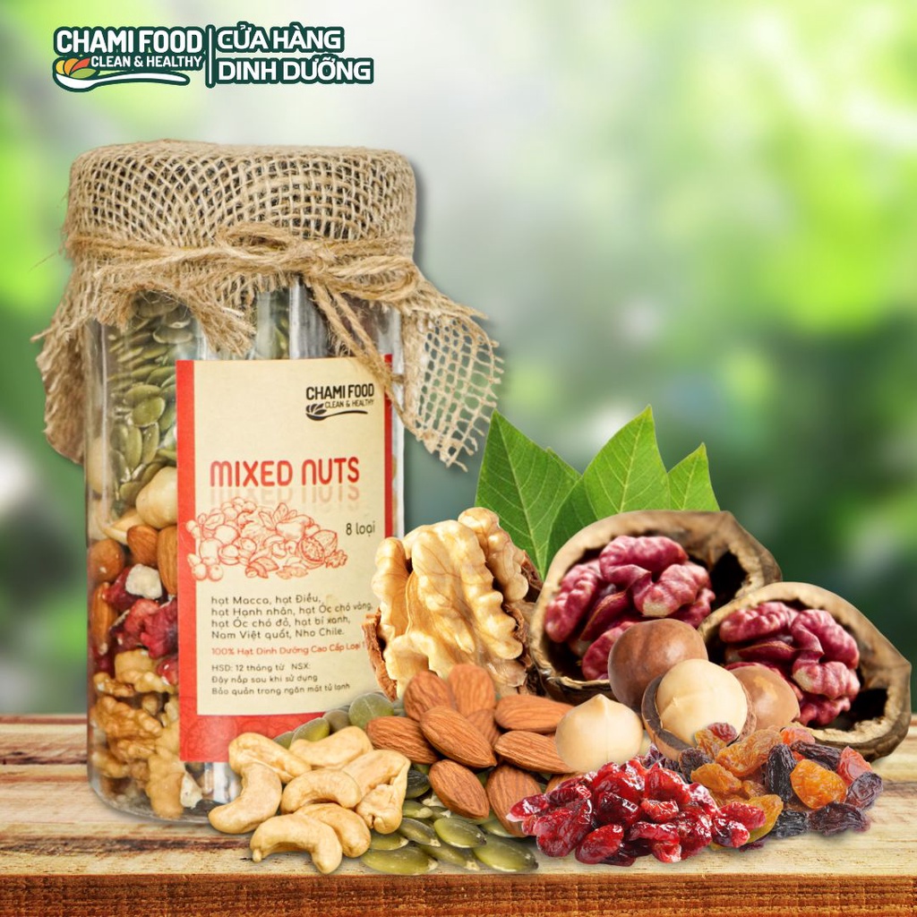 Hạt dinh dưỡng mix CHAMI 8 Loại Siêu Hạt 500g Ngũ Cốc Granola Ăn Kiêng Loại 1 Giảm Cân Hiệu Quả Tốt Cho Mẹ Bầu Eat Clean