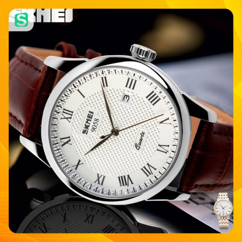 Đồng hồ đôi SKMEI chính hãng 9058 dây da chống nước cao cấp