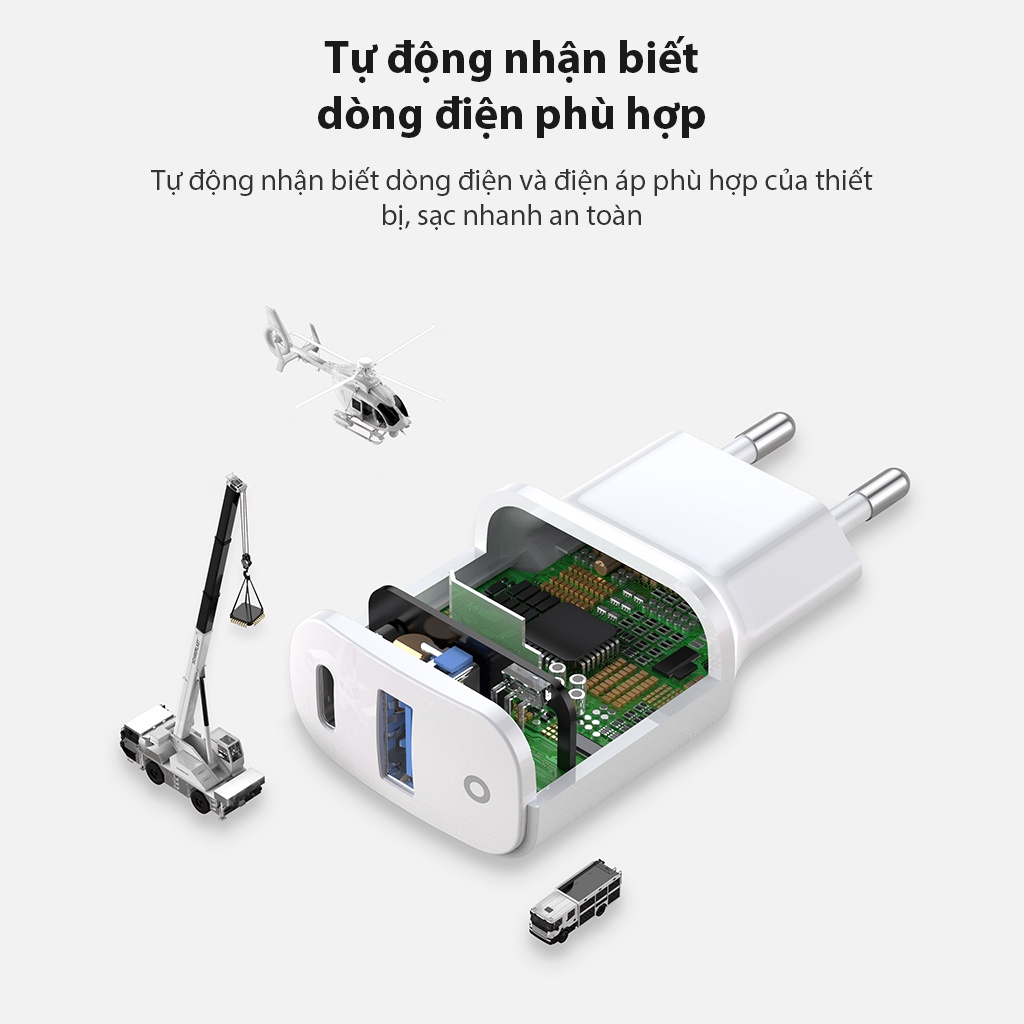 Cốc sạc VIVAN Power Super II 18W 3A (Kèm cáp sạc Type C) chính hãng Sạc Nhanh samsung xiaomi Redmi...bảo hành 12 tháng