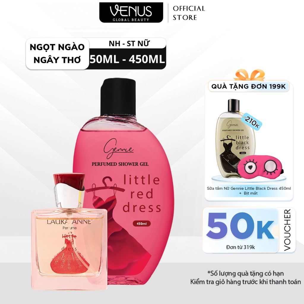 Bộ đôi Nước hoa và Sữa tắm nước hoa Nữ Gennie Little Red Dress 50ml + 450ml