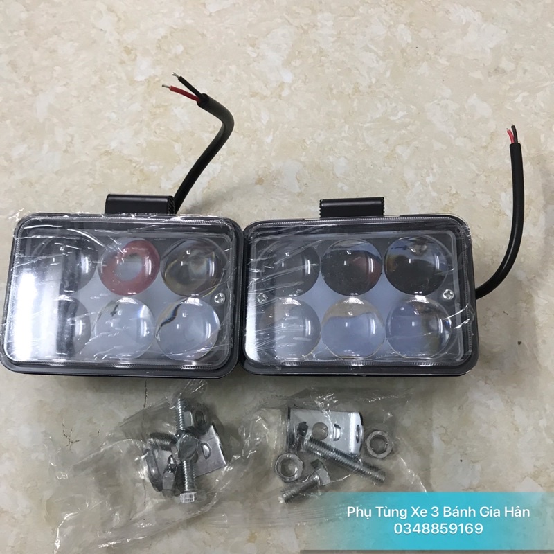 Đèn pha Runlai 6 mắt 12v-24v, đèn pha vuông trợ sáng cho ô tô, tàu thuyền