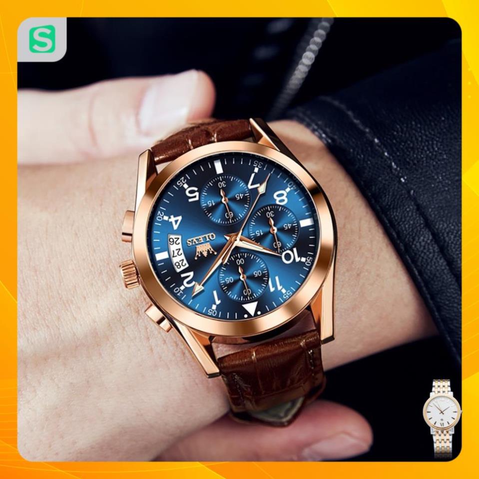 Đồng hồ nam chính hãng OLEVS 2878 dây da bò  Chống thấm nước sâu  hiệu ứng phát sáng