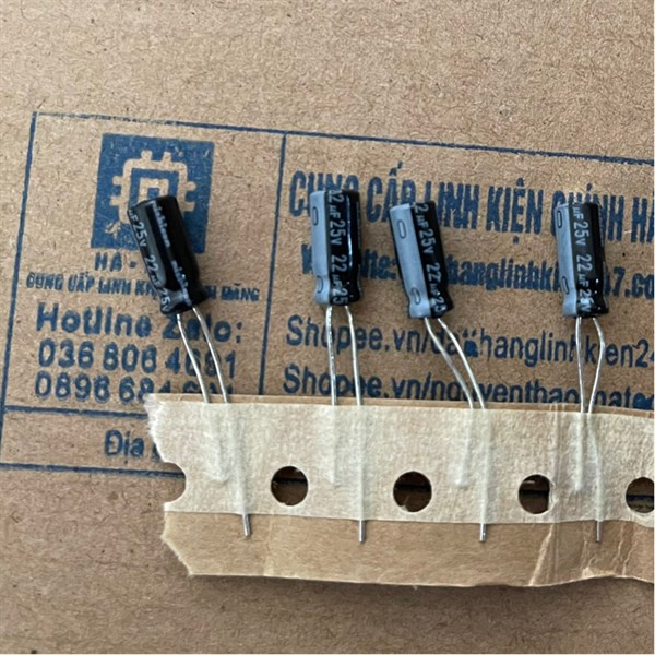 Túi 150 chiếc Tụ hoá 25V 22uF 3x8mm nichicon mới chính hãng