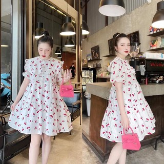 Đầm Babydoll Cherry Cổ Bèo Cực Xinh