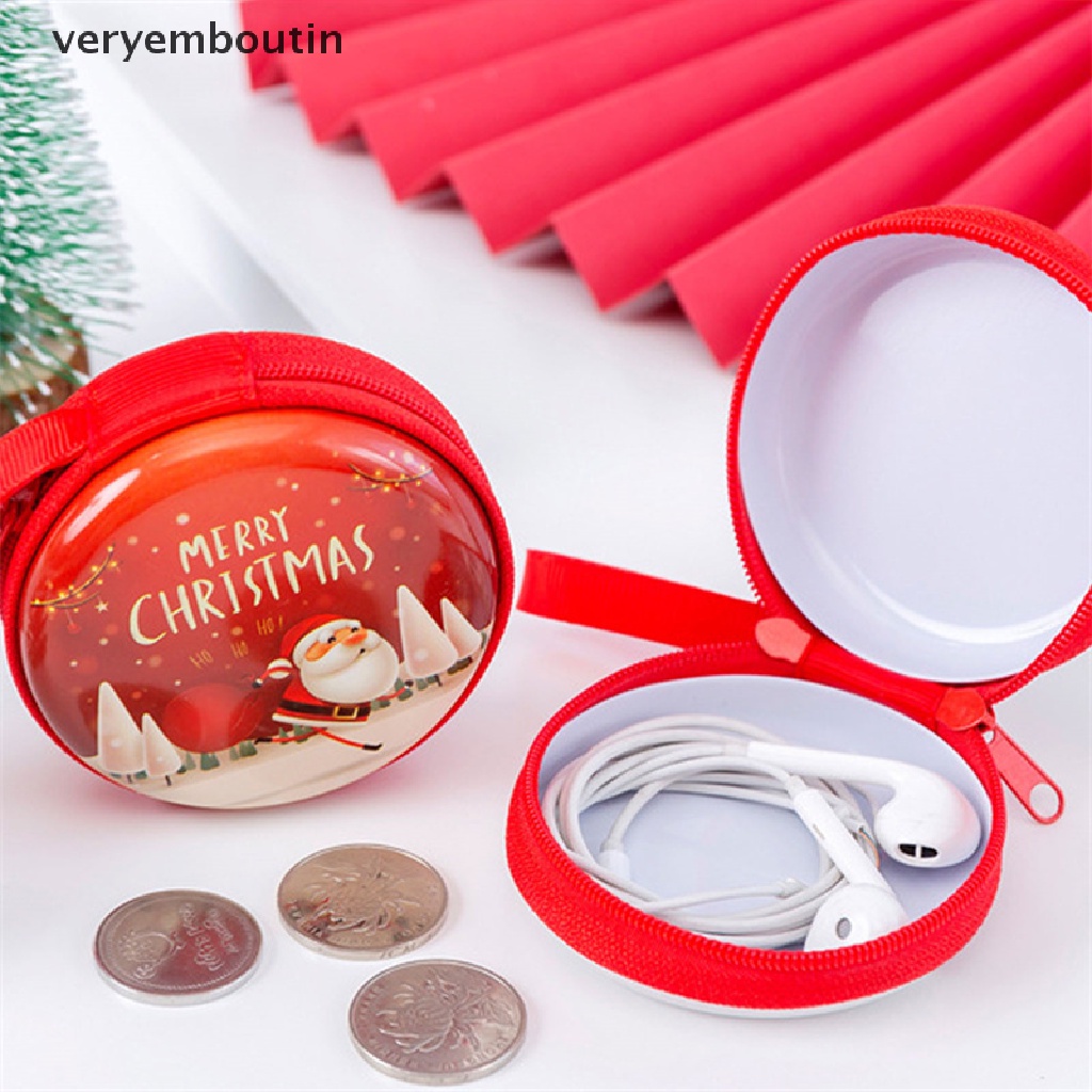 Túi Đựng Tiền Xu Mini Có Khóa Kéo in Họa Tiết Giáng Sinh Dễ Thương