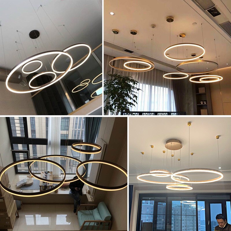 Đèn thả decor tách đế riêng biệt,Đèn trang trí phòng khách hiện đại khung hợp kim sơn tĩnh điện ánh sáng 3 chế độ màu