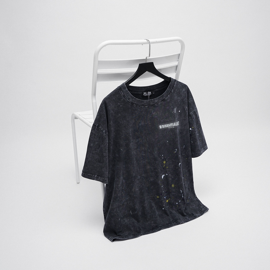 [bigsize] Áo thun wash phun sơn in chữ phản quang đẹp bigsize nam < 140kg