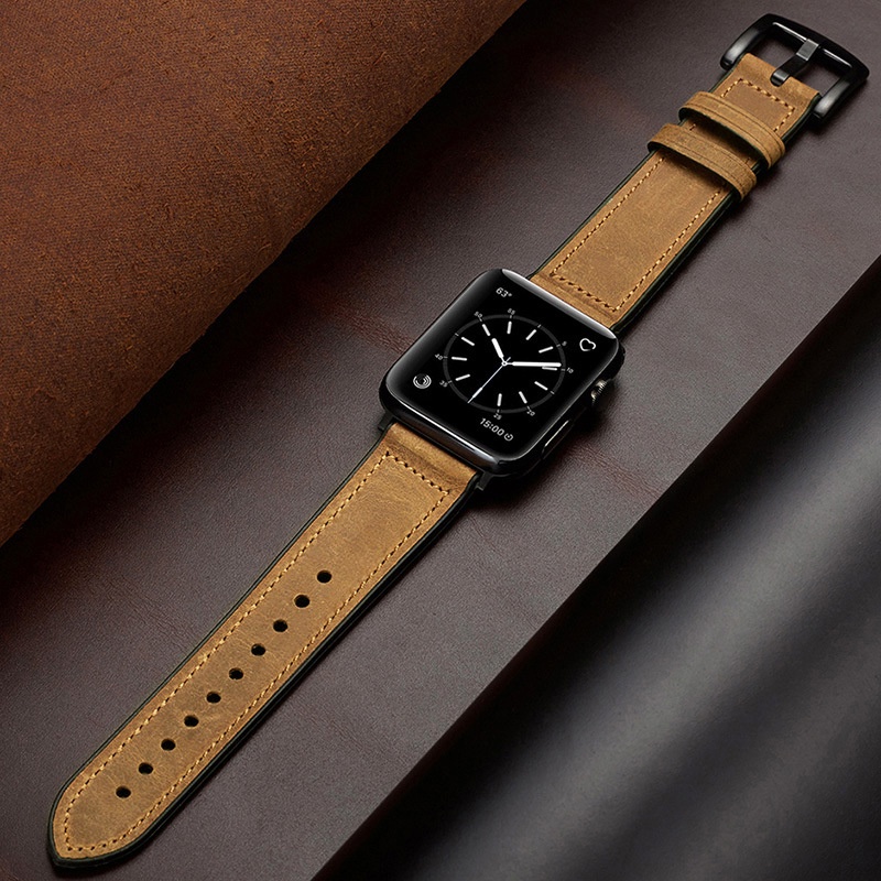 Dây Đeo Da Thật 40/44/38/42mm Dành Cho Đồng Hồ Thông Minh Apple Watch Series 7 6 SE 5 4 3 2 41mm 45mm DHBAP01