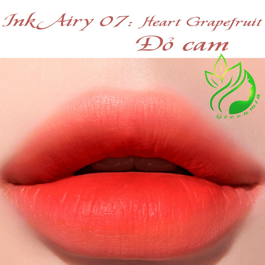 [TẶNG CỌ] Son Ink Airy 07 Heart Grape Fruit Đỏ Cam Kem Lì Peripera Ink Airy Velvet Lip Tint  4g [CHÍNH HÃNG]