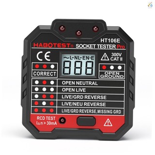 Thiết bị kiểm tra ổ cắm điện habotest advanced rcd kiểm tra dây trung tính trái đất phân cực kiểm tra ngắt điện áp tường chống rò
