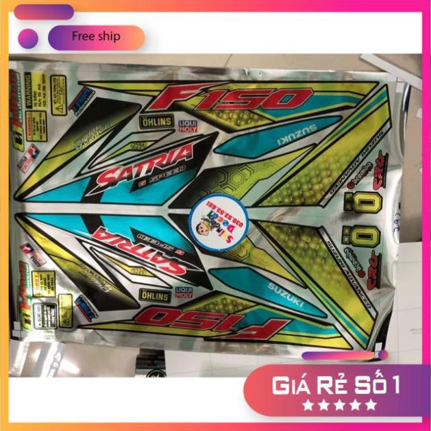 FREE SHIP + QUÀ TẶNG Tem rời xe Satria fi vàng xanh Crom cao cấp