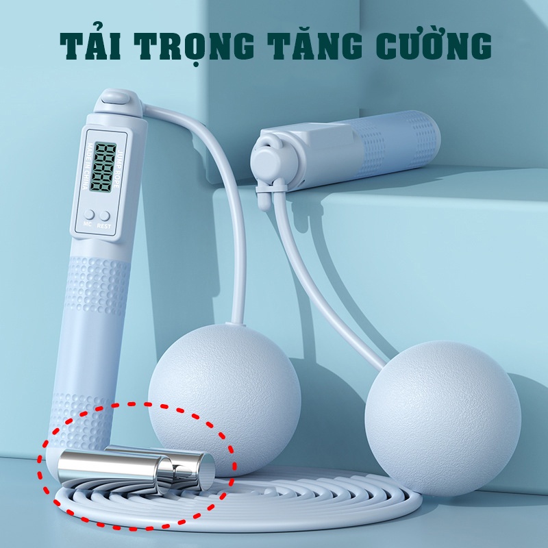 Dây Nhảy Không Dây Giảm Cân Thể Dục Cho Trẻ Em Người Lớn Dây Nhảy Thể Thao Lõi Thép Có Đếm Số Vòng Điện Tử