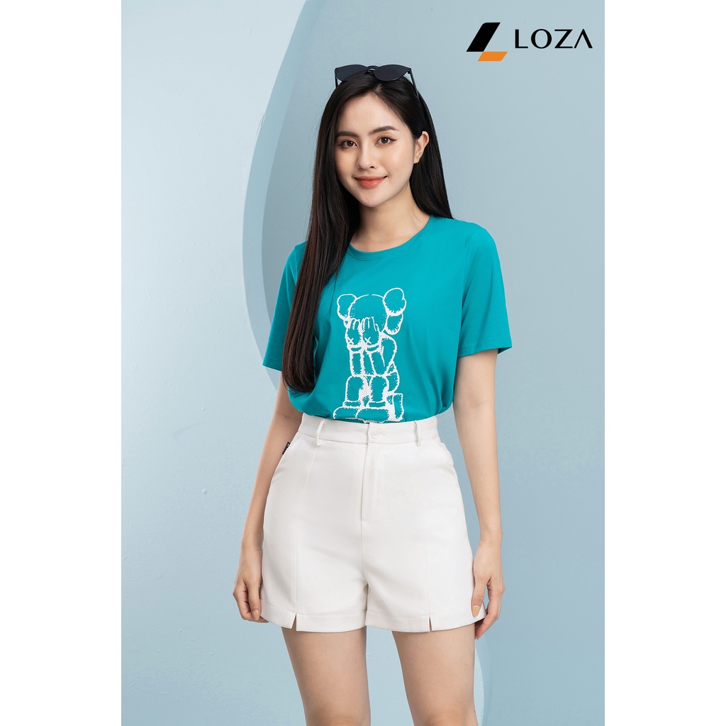 Áo phông nữ in hình chất liệu Cotton Compact form vừa LOZA - PT602094