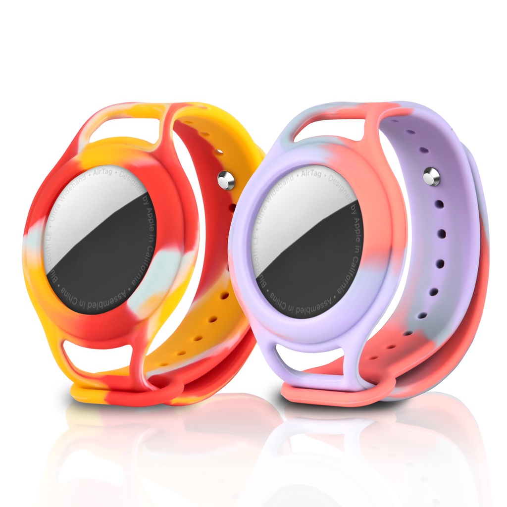 Airtag Vòng Đeo Tay Silicone Đính Đinh Tán Kim Loại Chống Rơi Cho Trẻ Em