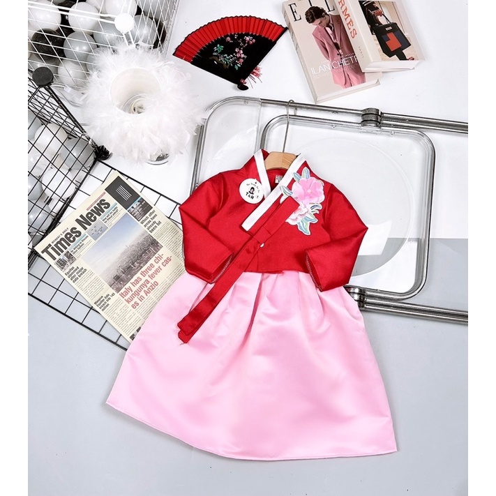 Set váy hanbook 2 chi tiết cho bé gái hàng gấm takta cao cấp