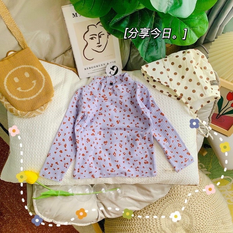 Áo thun dài tay bé gái len tăm siêu đáng yêu