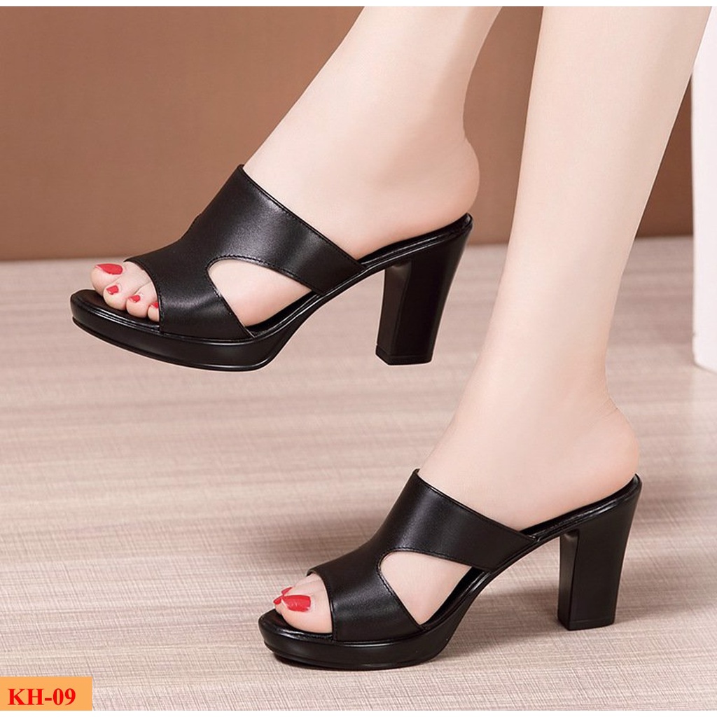 Dép nữ CAO CẤP mẫu chữ H khuyết eo đế vuông cao 7 phân chắc chắn, thời trang (KH-09)