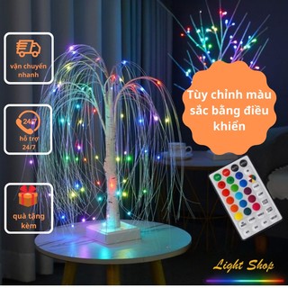 Cây đèn led trang trí phòng, đèn cây decor phòng, đèn decor 72 bóng Led RGB kèm điều khiển
