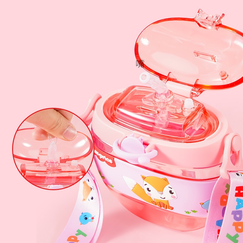 [Hàng Sẵn] Bình Nước DISNEY chính hãng Hồ Ly Nhỏ, Cáo Hồng, Bình nước đi học kèm ống hút cho bé gái, hình Donut đáng yêu