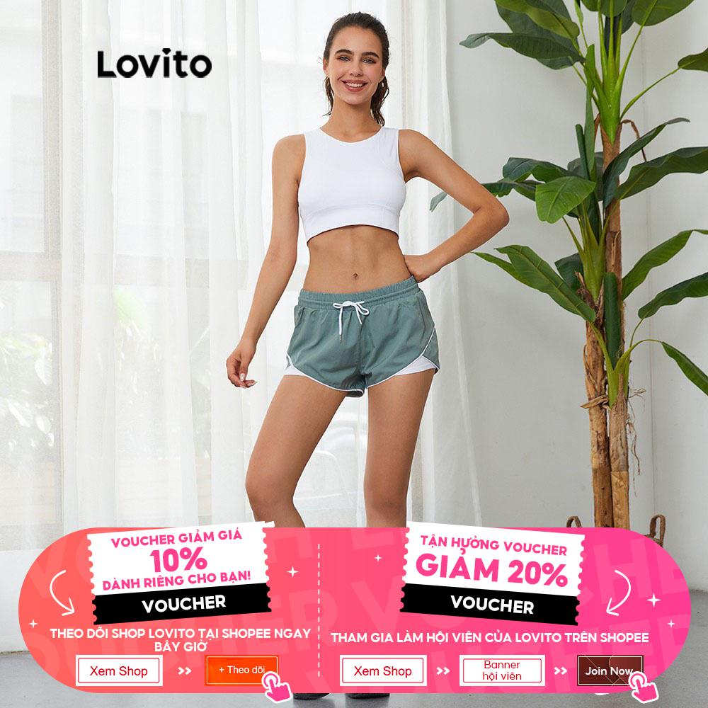 Áo Ngực Thể Thao Lovito Dáng Ôm Không Gọng Thấm Hút Mồ Hôi Thoáng Khí Nhanh Khô Màu Xanh L03061 (Lá / Trắng)