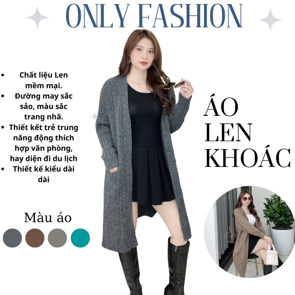 Áo cardigan len, Áo khoác len dáng dài, chất liệu len dày mềm mại, dáng dài trẻ trung mẫu mới nhất 2022