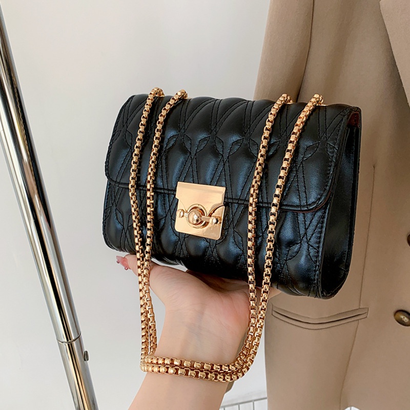 Túi Đeo Vai Dây Xích Màu Đen Đơn Giản Thời Trang Cho Nữ