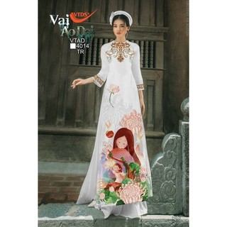 Vải may áo dài in 3D “Cô Gái” rất xinh.Có clip vải thật