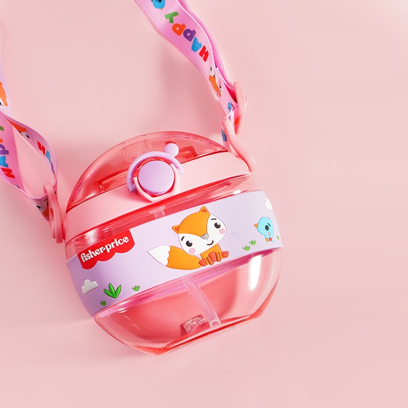 [Hàng Sẵn] Bình Nước DISNEY chính hãng Hồ Ly Nhỏ, Cáo Hồng, Bình nước đi học kèm ống hút cho bé gái, hình Donut đáng yêu