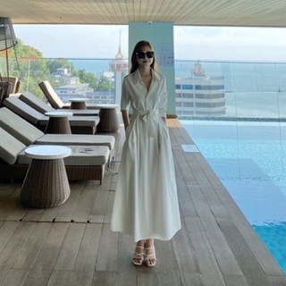 Đầm sơ mi trắng thiết kế TingTing kèm Belt