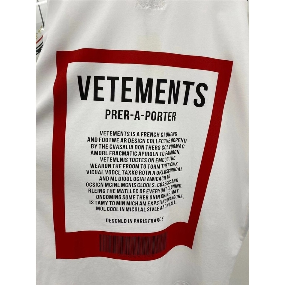 Vetements Áo Thun In logo Màu Đỏ Cỡ Lớn Thời Trang Cho Cặp Đôi