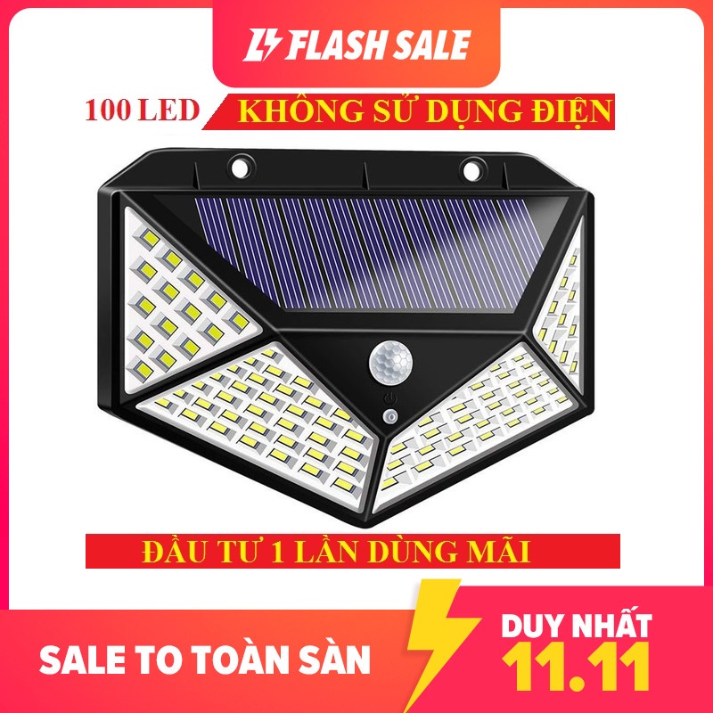 Đèn cảm ứng chuyển động sử dụng năng lượng mặt trời chống nước IP66 100 led siêu sáng 3 chế độ