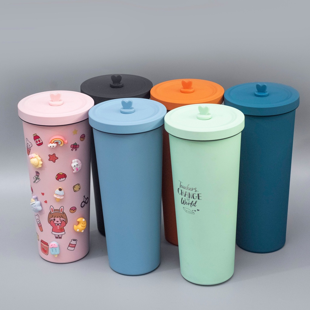 Ly giữ nhiệt 830ml bigsize Pastel KHẮC TÊN, cốc giữ nhiệt cao cấp inox 304, bình nước Lalunavn  tặng sticker, ống hút