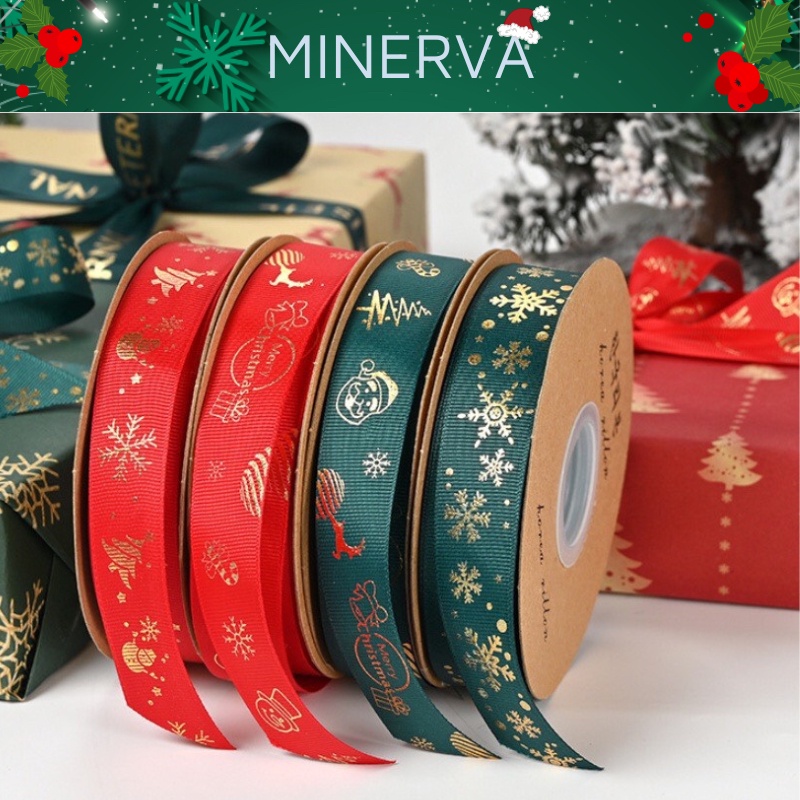 Cuộn 2m dây ruy băng bản 25 mm trang trí giáng sinh, gắn hộp quà tặng