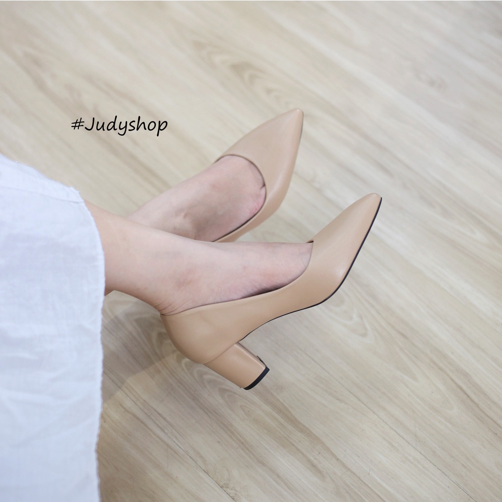 Giày cao gót nữ - Giày gót vuông KOKOSHI mũi nhọn da mềm cao 5p VNXK