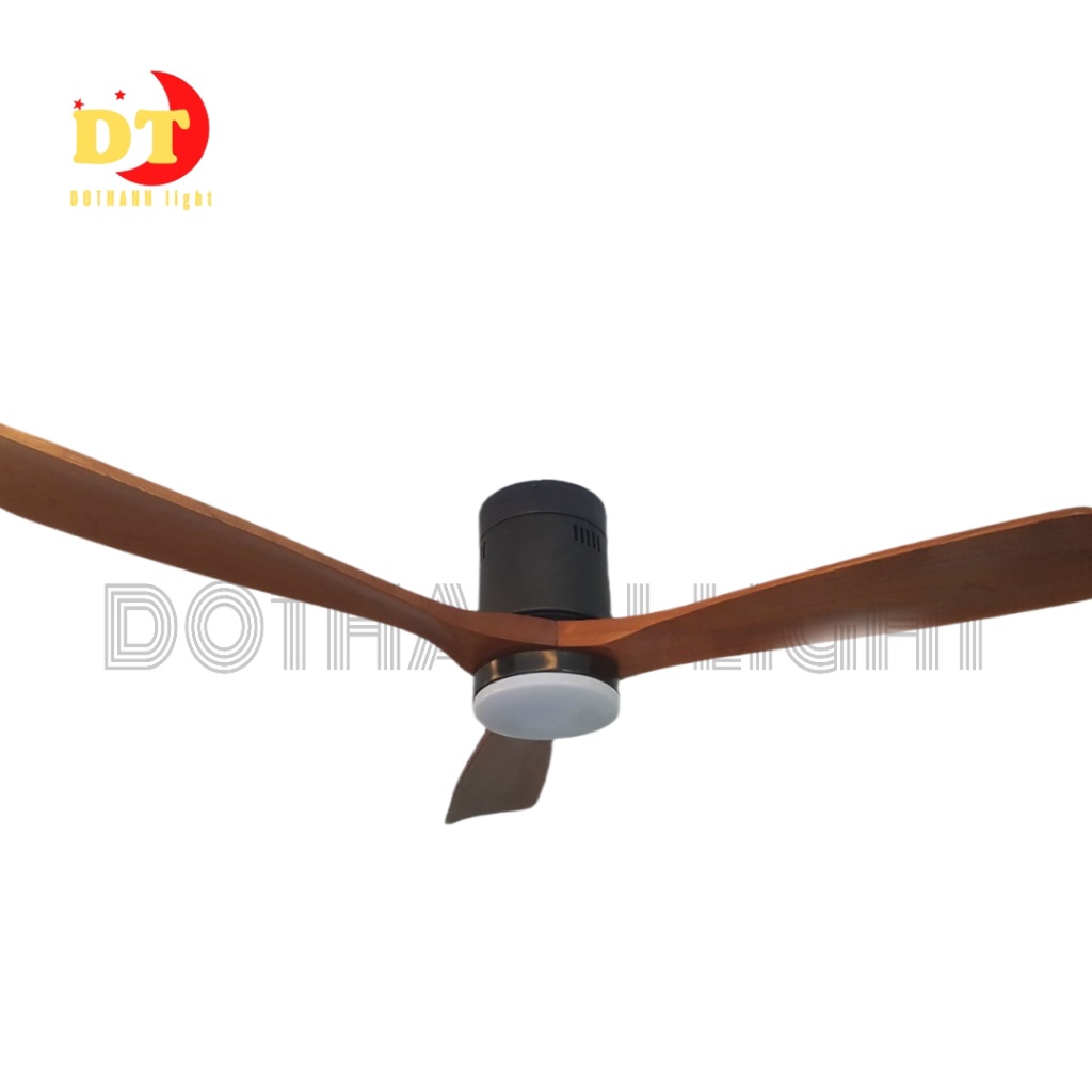 Quạt trần đèn cánh gỗ DOTHANH LIGHT QTD phù hợp các loại trần trang trí 3 cánh đơn giản DHT