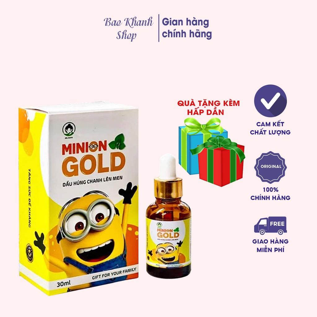 Dầu Húng Chanh Minion, Tinh Dầu Húng Chanh Cho Bé Giúp Tăng Cường Sức Đề Kháng Dung Tích 30ML ( Kèm Quà Tặng)