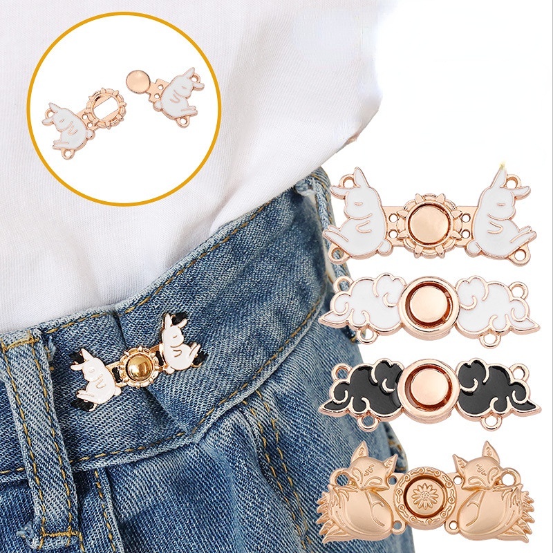 1 Cặp Nút Thắt Lưng Bằng Kim Loại Hình Thỏ Dễ Thương Có Thể Tháo Rời Không Cần Đóng Đinh Tán DIY