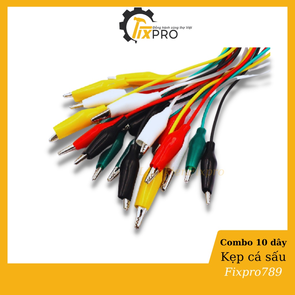 Combo bó 10 dây kẹp cá sấu nhỏ 26mm loại tốt dài 50cm