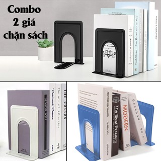 Combo 2 giá sách chữ l, chặn giấy, chặn sách decor bằng kim loại để bàn legaxi